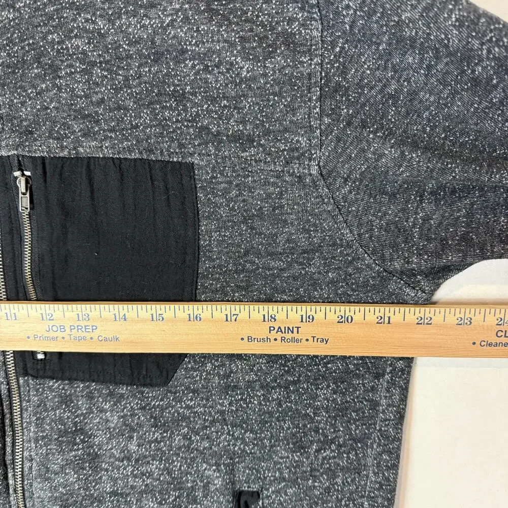 Banana Republic Sweatshirt Men Medium Gray Full Zip Cotton Long Sleeve Mock Neck